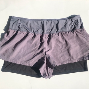 Champion C9 Women Running Gym Shorts XL Gray Black Duo‎ Dry Inner Shorts